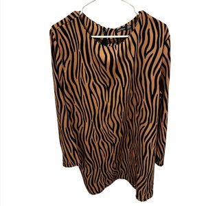 Boohoo Tiger Print Long Sleeve Short Swing Dress Size 14